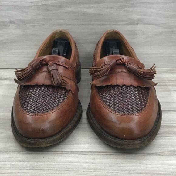 Allen Edmonds Loafers Mens 9B Cody Brown Leather tassel Woven Slip On Shoes main image 5